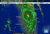 A radar image of the storm, about 1 hour before the center passed by me